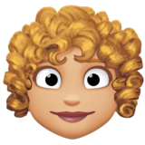 女性：中浅肤色，卷发emoji素材一 160x160像素