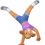 侧手翻的女人：中浅肤色emoji素材一 160x160像素