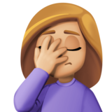 女性面部按摩：中等浅肤色emoji素材一 160x160像素