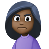 女人皱眉：深色肤色emoji素材一 160x160像素