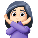 打“不”手势的女人：浅肤色emoji素材一 160x160像素