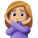 打“不”手势的女人：中等浅肤色emoji素材一 160x160像素