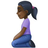 跪着的女人:深色肤色emoji素材一 160x160像素
