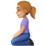 女性跪下：中浅肤色emoji素材一 160x160像素