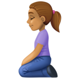 跪着的女人：中等肤色emoji素材一 160x160像素