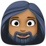 有络腮胡子的女人: 中等-深肤色emoji素材一 160x160像素