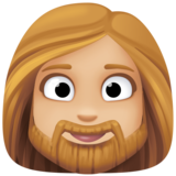 有络腮胡子的女人: 中等-浅肤色emoji素材一 160x160像素