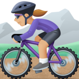 女子山地自行车：中浅肤色emoji素材一 160x160像素