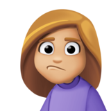 女性撅嘴：中等浅肤色emoji素材一 160x160像素