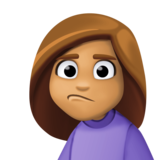 女性撅嘴：中等肤色emoji素材一 160x160像素