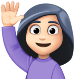 举手的女人：浅肤色emoji素材一 160x160像素