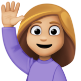 举手的女人：中等浅肤色emoji素材一 160x160像素