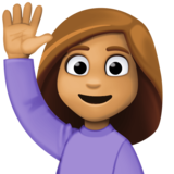 举手的女人：中等肤色emoji素材一 160x160像素