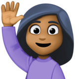 举手的女人：中等深色肤色emoji素材一 160x160像素