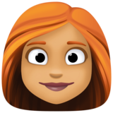 女性：中等肤色，红发emoji素材一 160x160像素