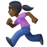 女子跑步：深色肤色emoji素材一 160x160像素
