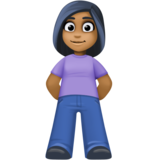 女性站立：中黑肤色emoji素材一 160x160像素