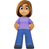 女性站立：中等肤色emoji素材一 160x160像素