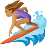 女子冲浪：中等肤色emoji素材一 160x160像素