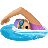 女子游泳：中浅肤色emoji素材一 160x160像素