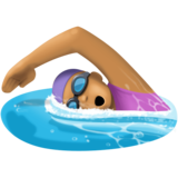 女子游泳：中等肤色emoji素材一 160x160像素