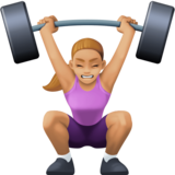 女子举重：中浅肤色emoji素材一 160x160像素