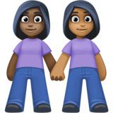 女性牵手：深色肤色，中深色肤色emoji素材一 160x160像素