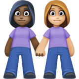 女性牵手：深色肤色，中浅肤色emoji素材一 160x160像素