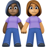 女性牵手：深色肤色，中等肤色emoji素材一 160x160像素