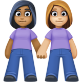 女性牵手：中暗肤色，中浅肤色emoji素材一 160x160像素
