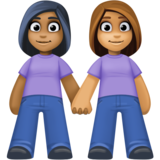 女性牵手：中深色肤色，中肤色emoji素材一 160x160像素