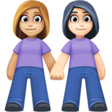 女性牵手：中浅肤色，浅肤色emoji素材一 160x160像素