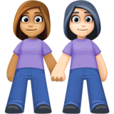 女性牵手：中等肤色，浅肤色emoji素材一 160x160像素