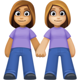 女性牵手：中等肤色，中等肤色emoji素材一 160x160像素