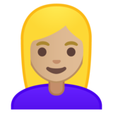 女性：中浅肤色，金发emoji素材一 160x160像素