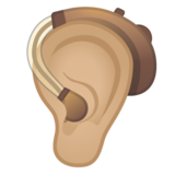 带助听器的耳朵：中浅肤色emoji素材一 160x160像素
