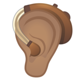 带助听器的耳朵：中等肤色emoji素材一 160x160像素