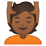 按摩者：中黑肤色emoji素材一 160x160像素