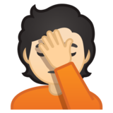 单手捂脸的人：浅肤色emoji素材一 160x160像素