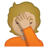 单手捂脸的人：中等浅肤色emoji素材一 160x160像素