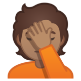 单手捂脸的人：中等肤色emoji素材一 160x160像素