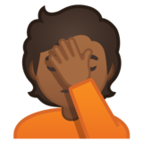 单手捂脸的人：中等深色肤色emoji素材一 160x160像素