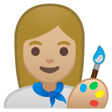 女艺术家：中浅肤色emoji素材一 160x160像素