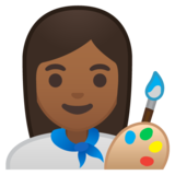 女艺术家：中黑肤色emoji素材一 160x160像素