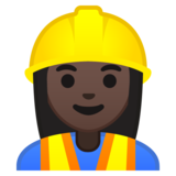 女建筑工人：深色肤色emoji素材一 160x160像素