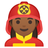女消防员：中黑肤色emoji素材一 160x160像素