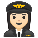 女飞行员：浅肤色emoji素材一 160x160像素