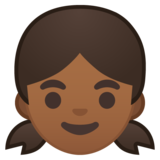 女孩：中黑肤色emoji素材一 160x160像素