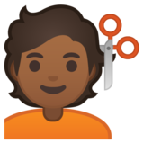 理发师：中等深色肤色emoji素材一 160x160像素