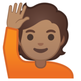 举手：中等肤色emoji素材一 160x160像素